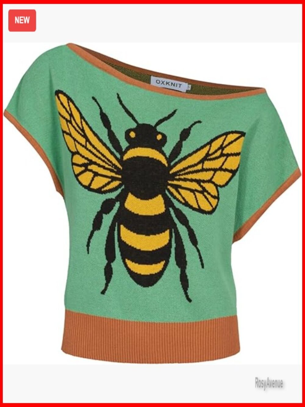 Vintage 1960s Off Shoulder T-Shirt, Cotton, Short Sleeve, Retro Bee Pattern
